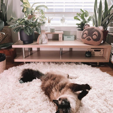 Wooden TV Stand with Steel Frame - @isle7crossing