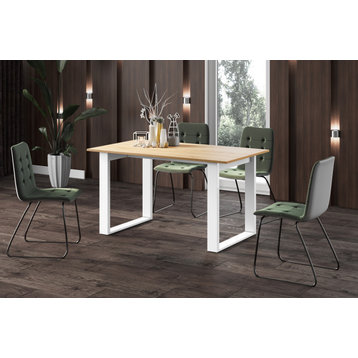 NOTA Dining Set, Solar Oak/White/Green/Black