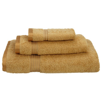 Solid Egyptian Cotton 3-Piece Towel Set ., Gold