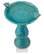 Antique Ceramic Birdbath With Birds, Turquoise, 24"
