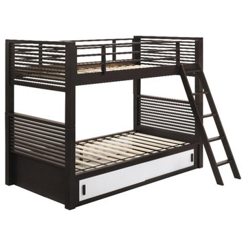 Coaster Oliver 81" x 42" Twin over Twin Wood Bunk Bed in Brown/White