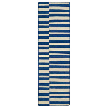 Kaleen Nomad Nom01 Striped Rug, Navy (22), 2'6" x 8'0" Runner