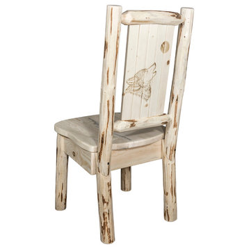 Montana Collection Side Chair Bear Design, Ready to Finish, Wolf Design, Ready t