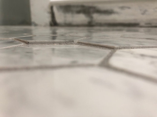 Uneven Bathroom Floor Tile Marble Hex, How To Tile An Uneven Shower Floor