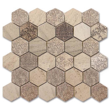 Provence Engraved 2" Hexagon 3/8" Mosaic
