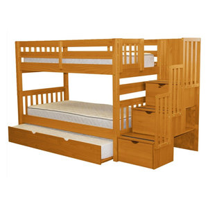 Bedz King Bunk Beds Twin Over Twin Stairway 3 Step 2 Bed