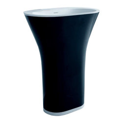 ADM Bathroom Design - ADM Oval Freestanding Pedestal Sink, Black/White, 24", Glossy Black/Matte White - Bathroom Sinks
