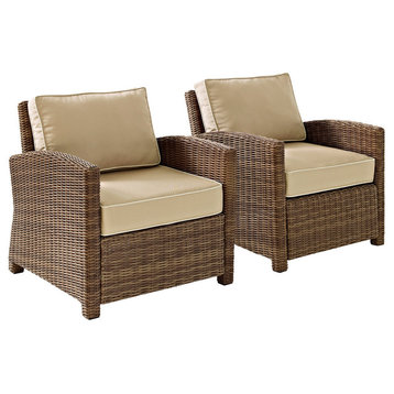Bradenton 2-Piece Outdoor Wicker Seating Set With Sand Cushions