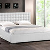 Madison Modern Bed With Upholstered Headboard, White, King