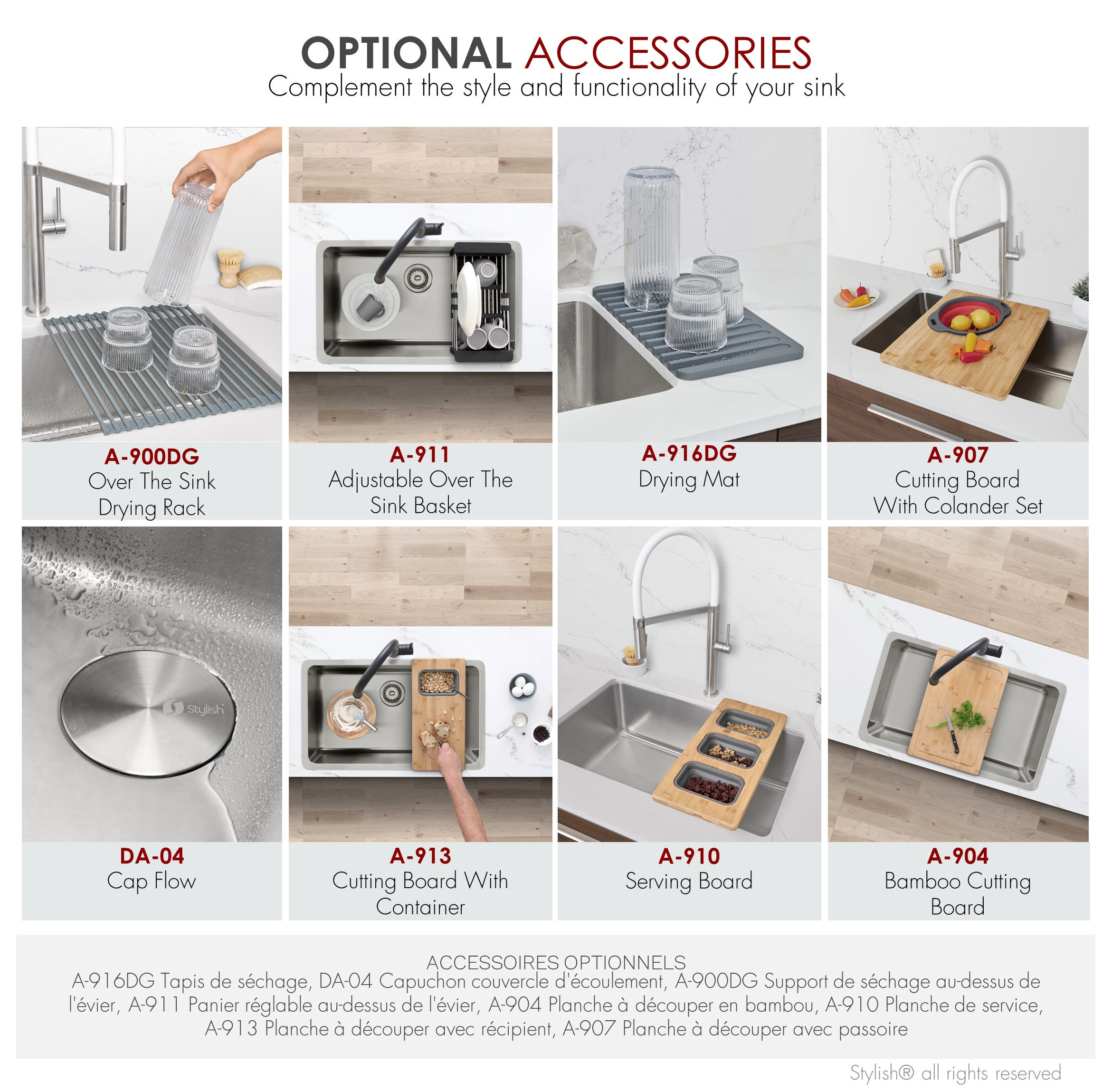 STYLISH 27 inch Single Bowl Undermount and Drop-in Stainless Steel Kitchen Sink
