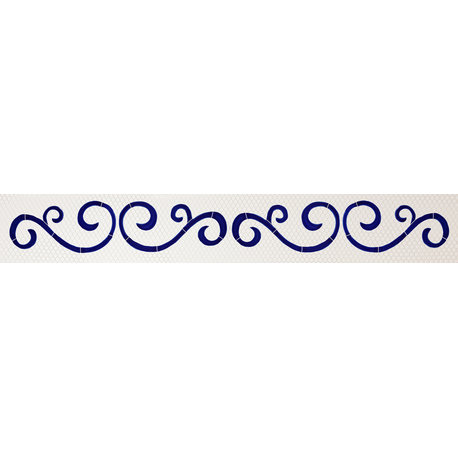 Swirl Step Markers Ceramic Swimming Pool Mosaic 3"x24", Blue