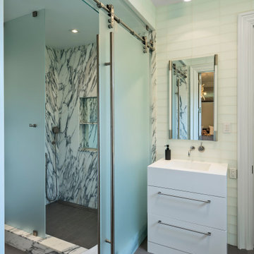 Bathroom with custom Corian vanity