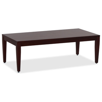 Lorell Mahogany Finish Solid Wood Coffee Table, Rectangle Top