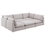 Meridian Furniture - Mackenzie Linen Textured Fabric 6-Piece Modular U-Shaped Sectional, Beige - Mix and match the pieces from the Mackenzie series to create a beautiful seating group that's perfect for the whole gang. These exceptionally crafted sofas, sectionals, and other components are meant to be put together into an infinite number of configurations based on your particular needs and space requirements. Each is upholstered from top to bottom in soft durable linen textured in your choice of colors. Attach the pieces of your choice easily thanks to the included attachment latches.