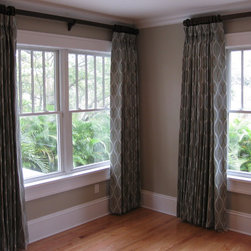 Master Bedroom Blackout Pleated Draperies on Wood Poles - Products