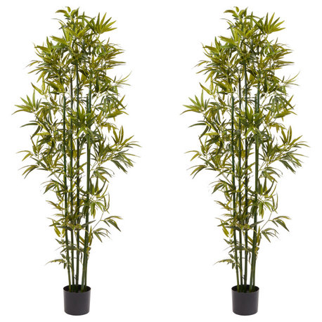 Set of 2 Artificial Bamboo Trees 6' Faux Plants for Home, Restaurant, Office