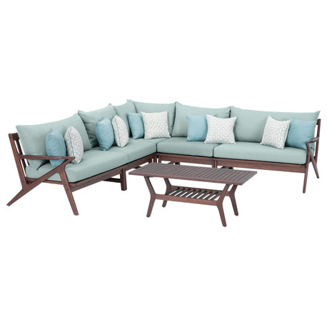 Vaughn 6 Piece Sunbrella Outdoor Patio Sectional Set, Spa Blue