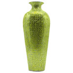 DecorShore - DecorShore Vedic Mosaic Vase Sparkling Metal Decorative Tall Floor Vase, Kale Green - Our handmade iron & mosaic floor vases are sure to turn heads. Sparkling glass mosaic tiles grace the exterior of these amphora shaped shatterproof vases that provide the ultimate pop of color in your home, office or commercial decorating project. Decorative vases like this are great for more than just flowers! Combining the ancient arts of metallurgy and pottery creation, our artists hand-mold each aluminum vase. Each vase is finished using floral patterned mosaic tessellation, creating stunning visuals that begin to transform your space into an in-home gallery. The artistic look, bold colors and durable construction are just a few of the features you'll love. An ample 2" opening in a 4" lip leave plenty of room for decorative items; reeds, greenery, floral arrangements & more. However, make no mistake...our Vedic Artware vases make a statement all their own without additional accents.
