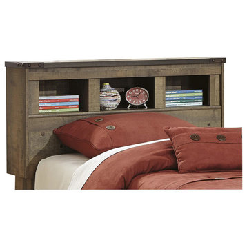 Trinell Twin Bookcase Headboard, Warm Rustic Oak