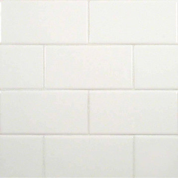 Subway Bullnose Ceramic Subway Tile, White, 30 Sq. ft., 3"x6"