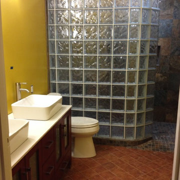 Barrier free shower base and glass block shower in Dayton Ohio