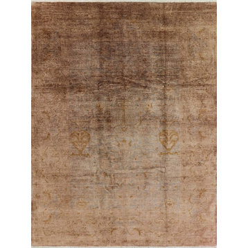 New Unique Overdyed 9' X 12' Hand Knotted Muted Peach Oriental Wool Rug - MC117