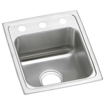 Elkay Celebrity Stainless Steel 1-Bowl Bar Sink, Brushed Satin, Faucet Holes: 2