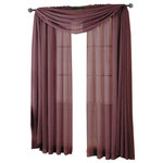 Royal Tradition - Abri Single Rod Pocket Sheer Curtain Panel, Eggplant, 50"x96" - Want your privacy but need sunlight? These crushed sheer panels can keep nosy neighbors from looking inside your rooms, while the sunlight shines through gracefully. Add an elusive touch of color to any room with these lovely panels and scarves. Sheers enhance the beauty of windows without covering them up, and dress up the windows without weighting them down. And this crushed sheer curtain in its many different colors brings full-length focus to your windows with an easy-on-the-eye color.