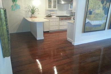 Example of a trendy kitchen design in New York