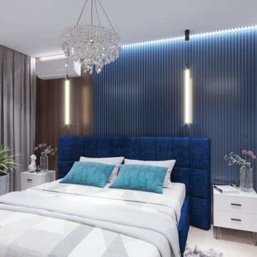 Дизайн-проект трехкомнатной квартиры в голубом цвете