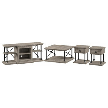 Bowery Hill TV Stand and Living Room Tables in Driftwood Gray - Engineered Wood