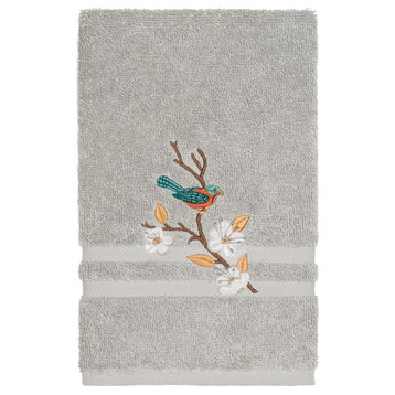 Linum Home Textiles Spring Time Embellished, Light Grey, Hand Towel, Single