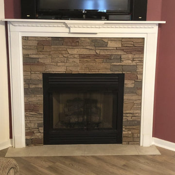 DIY Stone Veneer Fireplace Accent with Desert Sunrise Stacked Stone