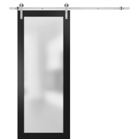 Barn Door 28 x 80 Stainless Steel 6.6FT Rail | Planum 2102 Black Matte |