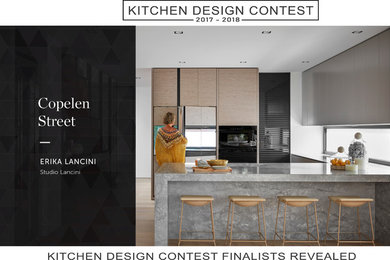 Design ideas for a contemporary kitchen in Melbourne with with island.
