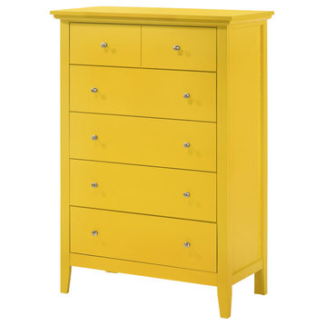 Hammond 5-drawer Wooden Chest Dresser, Yellow