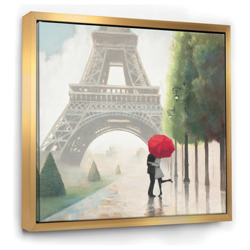 Designart Paris Romance Couples Iii French Country Canvas Art, Gold, 30x30