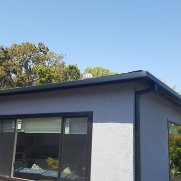 Black Gutters and Downspouts Contemporary Home, West Los Angeles