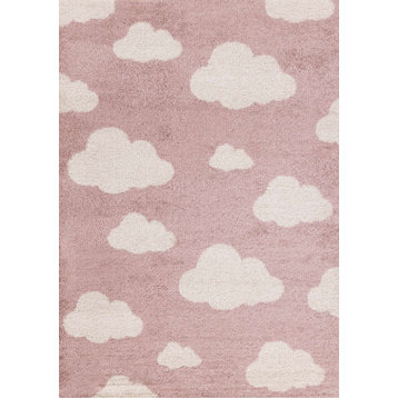 Kids Collection Pink Cream Clouds Rug, 5'3"x7'7"