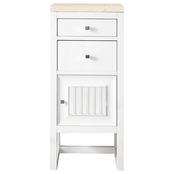 Athens 15" Cabinet w/ Drawers & Door, Glossy White w/ 3 CM Eternal Marfil Top