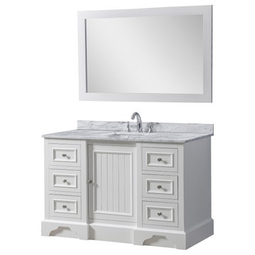 48" Kingswood Single Bath Vanity, White and Mirror