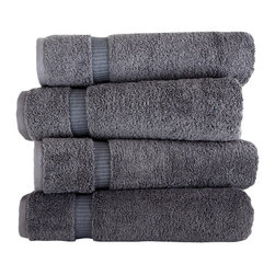 ROYAL TURKISH TOWEL - Villa Collection 4 Pc Bath Towel Set - 27x54 inches , Gray - Bath Towels
