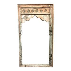 Mogulinterior - Consigned Antique Arch Headboard Floral Carved Welcome Gate Arch - Home Fencing And Gates