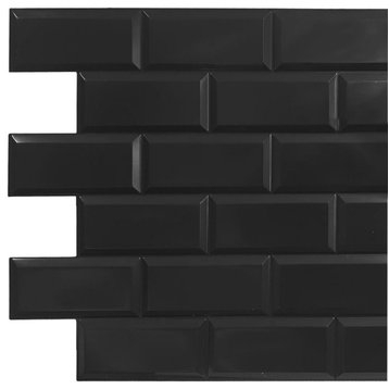 Black Bricks 3D Wall Panels, Set of 5, Covers 25 Sq Ft