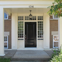 Inspiration from Shingle-Style Lake Home front entrance