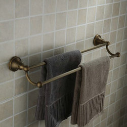 Antique Brass Finish Wall-mounted Double Towel Bar TAB1003 - Bathroom Accessories