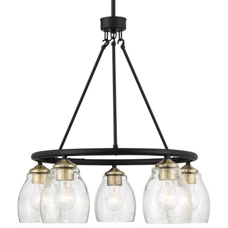 Minka Lavery 2435 Winsley 5 Light 24"W Vantage Ring Chandelier - Coal / Stained