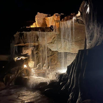 Rustic Rock Grotto Waterfall Illumination