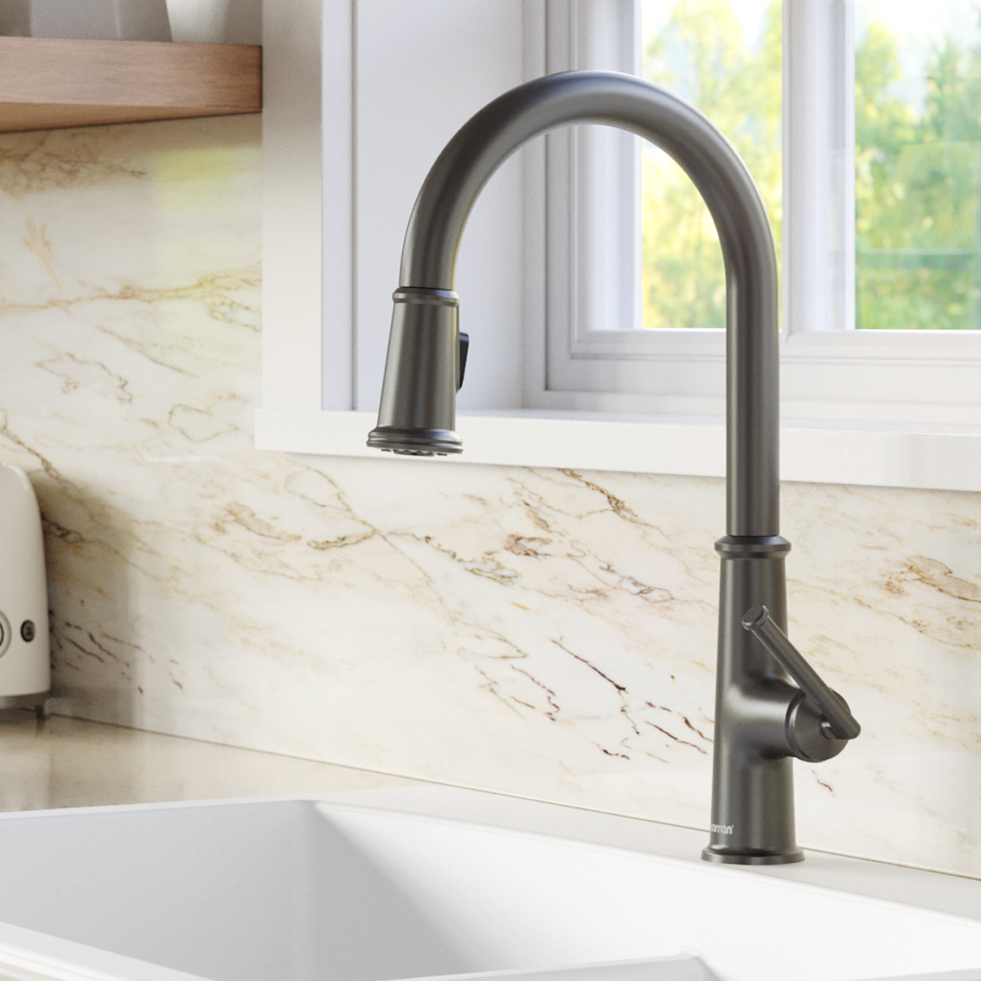 Karran KKF330 1-Handle Pull Down Dual Function Sprayer Faucet, Gunmetal Grey