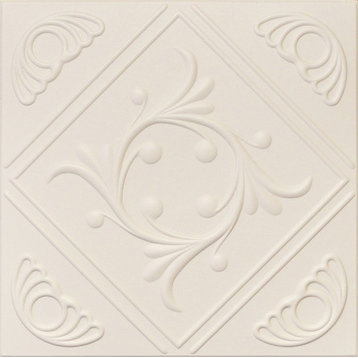 19.6"x19.6" Styrofoam Glue Up Ceiling Tiles R2, Antique White Behr Satin